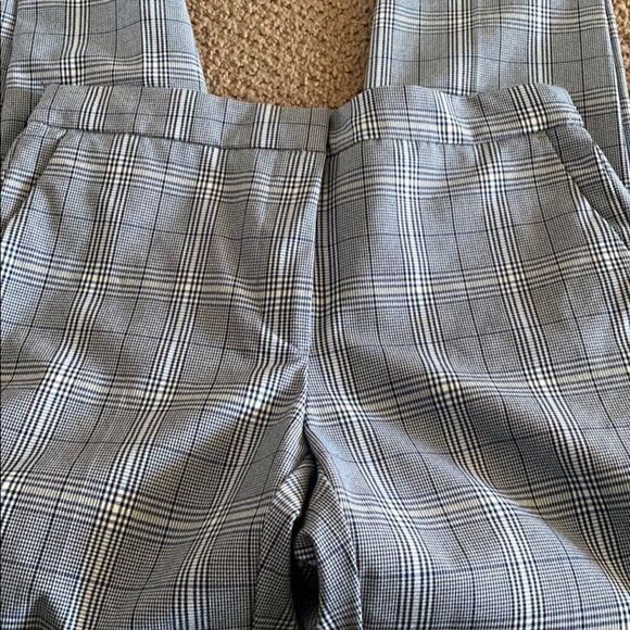 Zara Basic White, Blue & Black Plaid Dress Pants Elastic Waist Size M - Picture 3 of 8